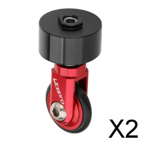 2x Alloy Folding Bike Seatpost Easy Wheel Roller for 33.9mm Seat Post - Red