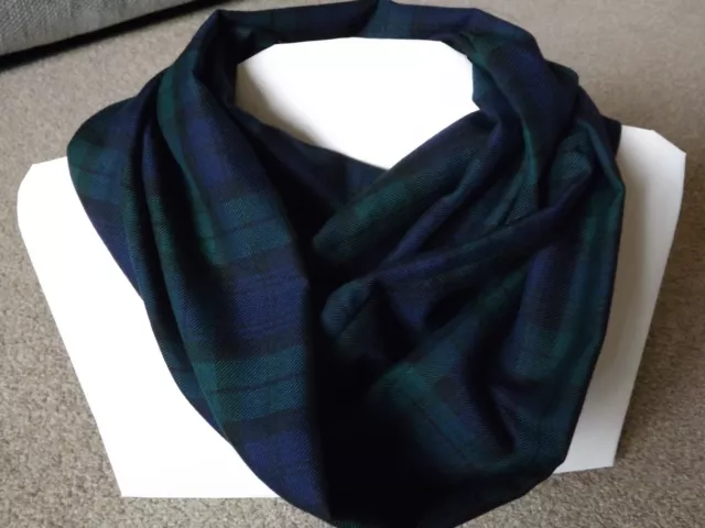 Warm Black Watch Tartan Infinity Scarf Snood Cowl Loop Plaid Gift