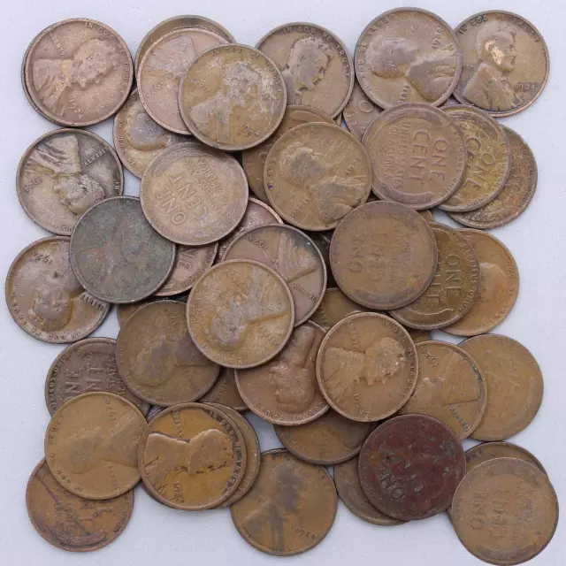 1924 Lincoln Wheat Cent Roll 50 Circulated Pennies US Coins