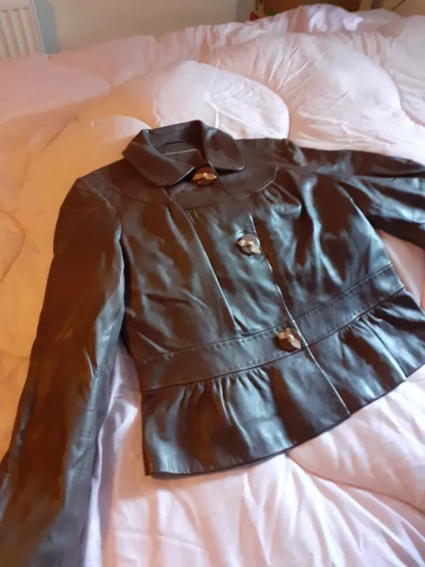 BNWOT Stunning Ladies AUTOGRAPH Chocolate Brown Buttersoft Leather Jacket UK16.