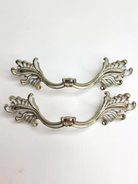 French Provincial Brass Drawer Pulls Victorian Dresser Pulls Vintage Set Of Two