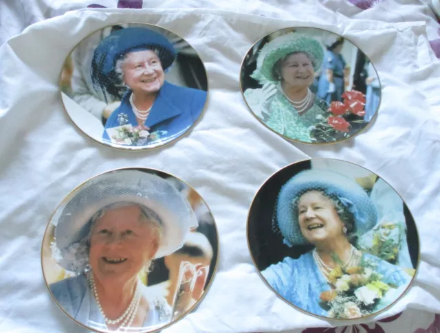 Four Limited Edition Royal Albert Plates Portraits of the Queen Mother