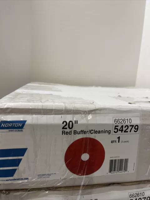 NORTON 20" CONSISTENT FINISH 54279 FLOOR MAINTENANCE PADS  RED  (Qty= 5 in Box)