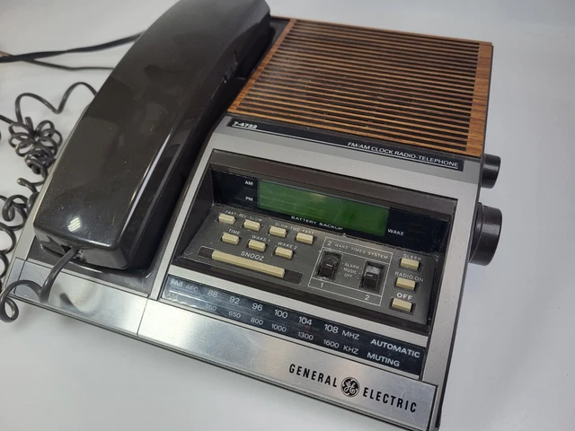 VINTAGE GE GENERAL Electric Model 7-4722D Corded Telephone w/Alarm ...