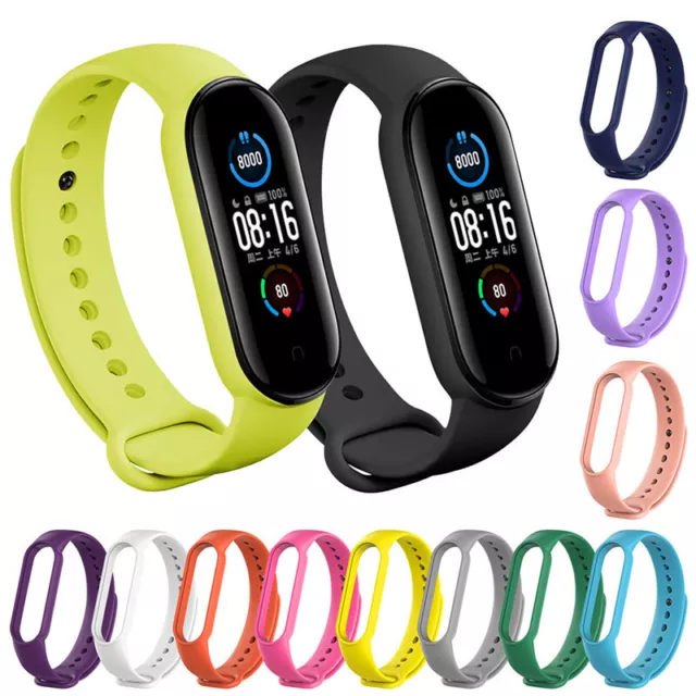 For Xiaomi Mi Band 5 or 6 Strap Fitness Watchband Bracelet Silicone Wristband