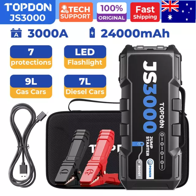 TOPDON JS3000 Jump Starter 3000 Amp Car Battery Starter  24000mAh Power Bank