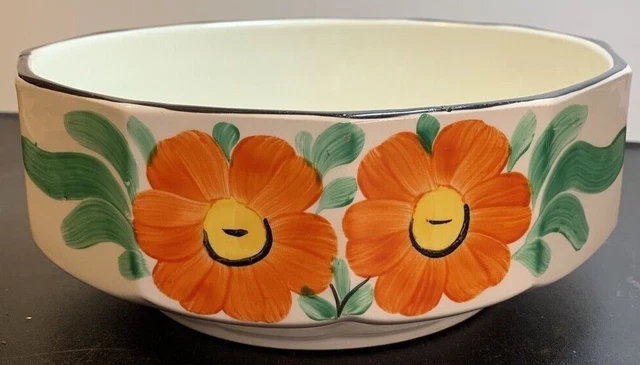 Ditmar Urbach Hand Painted Czech Art Pottery Vintage Serving Bowl 9" D 3 1/2" T Ditmar Urbach Hand Painted Czech Art Pottery Vintage Serving Bowl 9" D 3 1/2" T