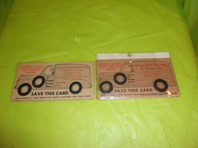 Dated 1941 Two George Suter Plumbing & Heating Company Advertising Cards!
