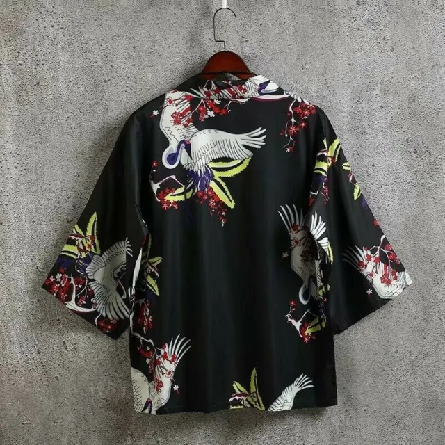 Uomo Kimono Cardigan Giapponese Top Sciolto Cappotto Yukata Giacca Casual Giacca