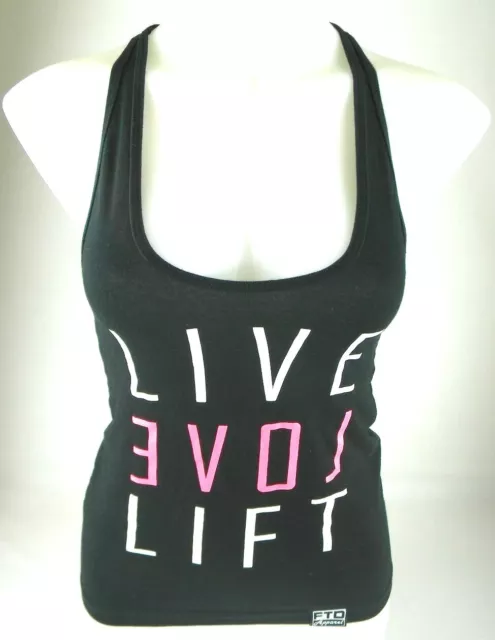 FTD Apparel Racerback Tank Top Black Live Love Lift Cotton Women's Size XS EUC