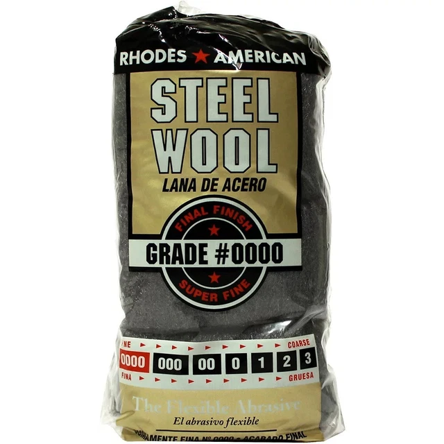 Steel Wool 12 pad Super Fine Grade #0000 Rhodes American Final Finish