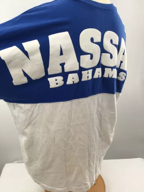 NASSAU BAHAMAS Blue & White -Infinity Jersey , Medium, Large Print, Long Sleeve