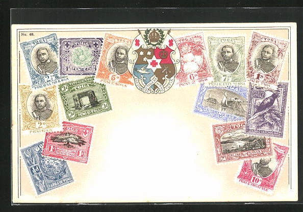 AK Toga, Briefmarken, Wappen