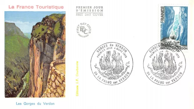 Enveloppe FDC FRANCE GORGES DU VERDON 1978 LA PALUD SUR VERDON n1