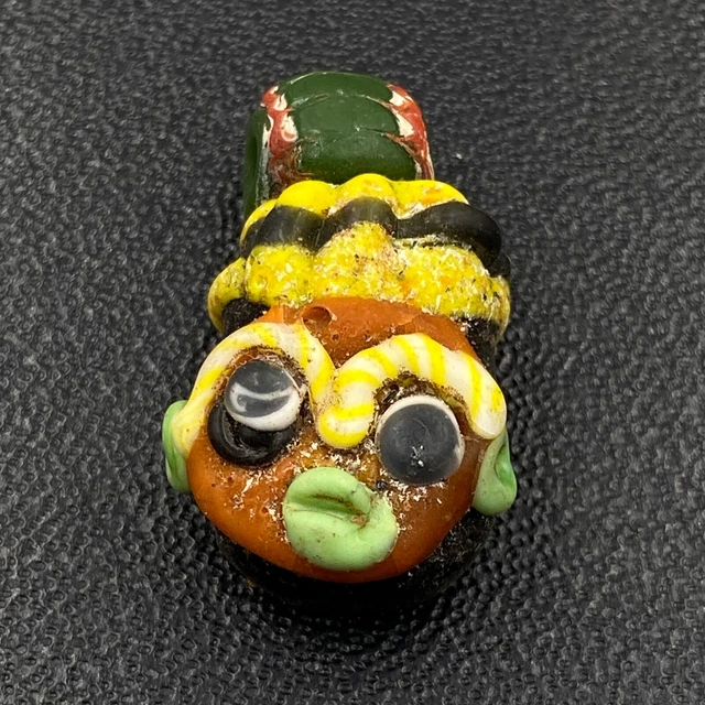 Roma Glass Excellent Ancient Old Phoenician Mosaic Male Face Rare Amulet Pendent 2