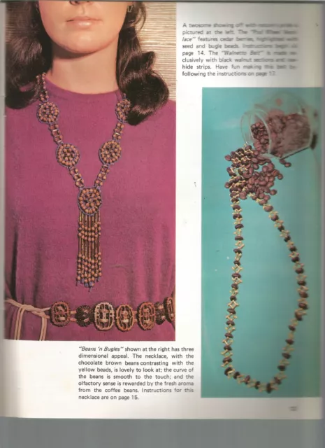 Beaded Jewelry Patterns Necklace Belt Earrings Instructions Daisy Vtg 1970s G46 2