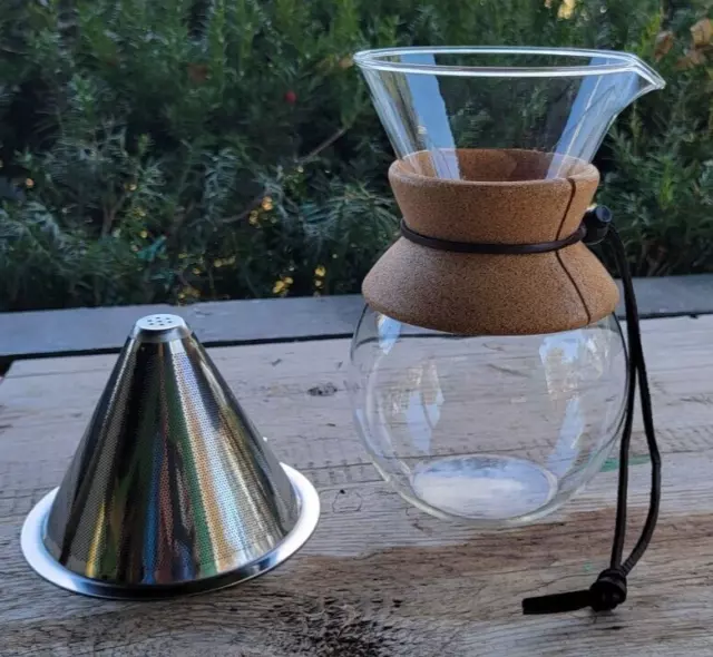 Bodum Pour Over Glass Coffee Carafe Maker 157 Cork Band w/asobu  stainless
