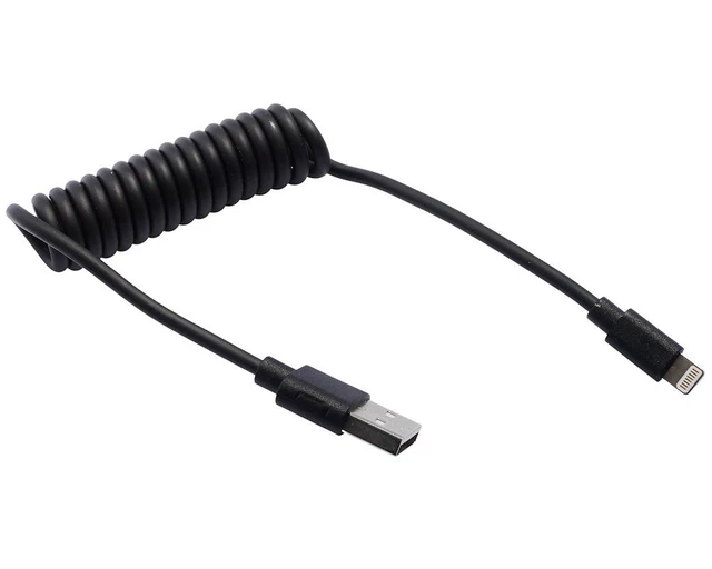 Cordon de charge LAMPA 100cm noir pour Apple 8-Pin / USB scooter moto voiture co