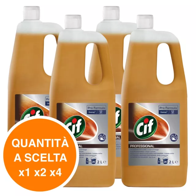 Cif Detergente Legno Professional Sporco Grasso Unto Impronte Lucentezza 2000ml