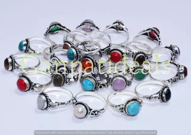 HUGE BULK SALE Wholesale 200pcs Mix Gemstone Ring Lot 925 Sterling Silver Plated