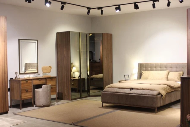Chambre à Coucher Set Lit + 2x Nachttische Commode Penderie Luxe Ensemble Neuf