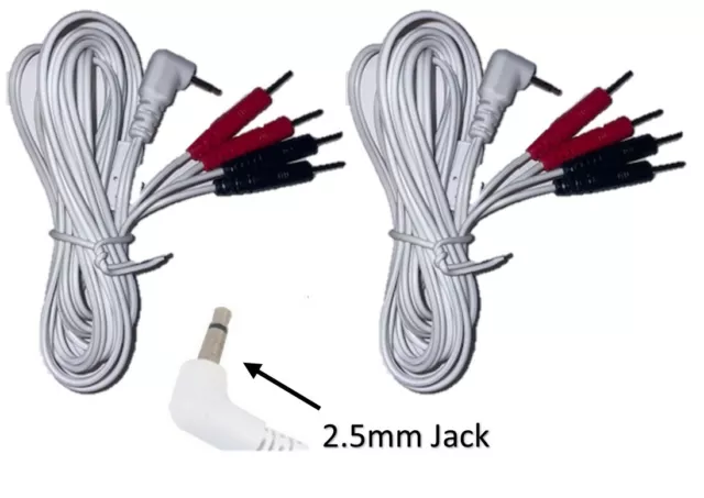 PAIR Of Leads For TENS/EMS Machines 2.5mm Connection 4-pin Connectors