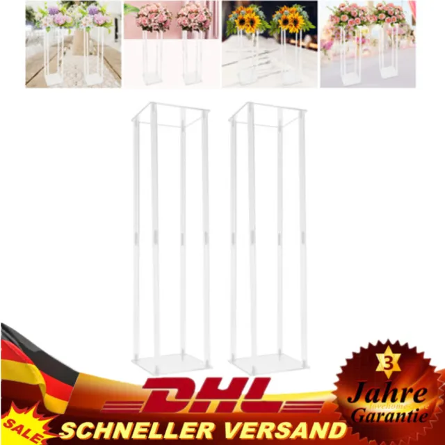 2 Stück Acryl Blumenständer Hochzeit Mittelstücke Metallsäule Weiß Vase Stand