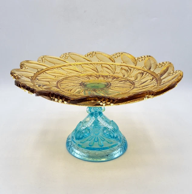 HUIT VERRES A PIED en verre soufflé bleu à bu