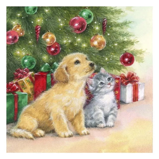 DIY Christmas Cat Dog Oil Paint by Numbers Coded Hand Painted Acrylic Picture