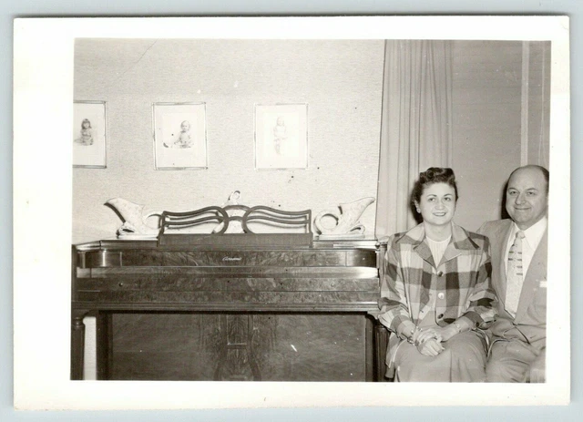 Snapshot~c1950~Man on Right Perfect Fit For Piano~ It's A Baldwin (Acrosonic)