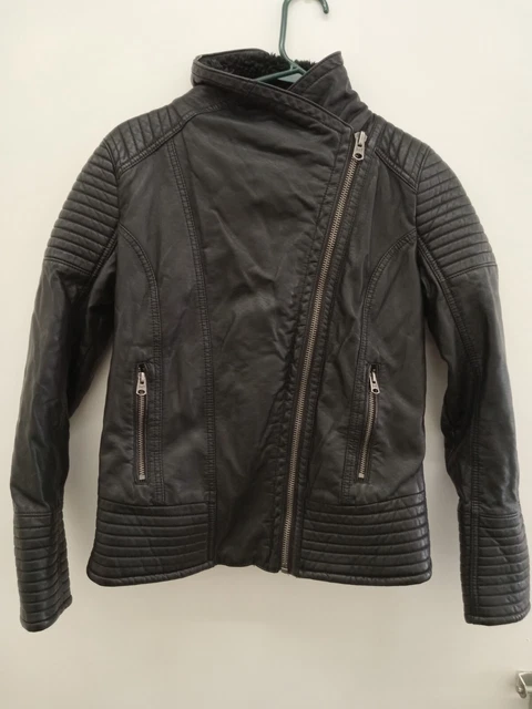 Mens Abercrombie and Fitch black faux leather biker jacket Size Medium