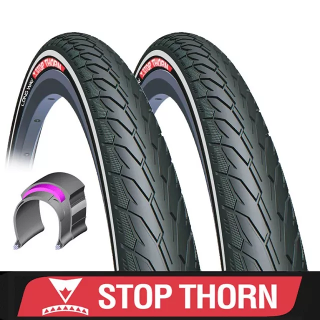 Pair 700 x 32c Stop Thorn Tyres Puncture Resistant 700c 32mm Touring City