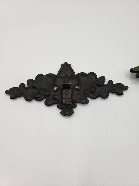 Vtg Pair Art Deco Cast Iron Brass Look Curtain Rod Center Attachments Lot 2 3