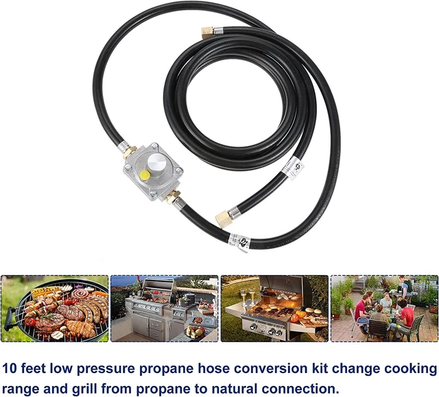 10 FEET LOW Pressure Propane Natural Gas Grill Hose Conversion Kit