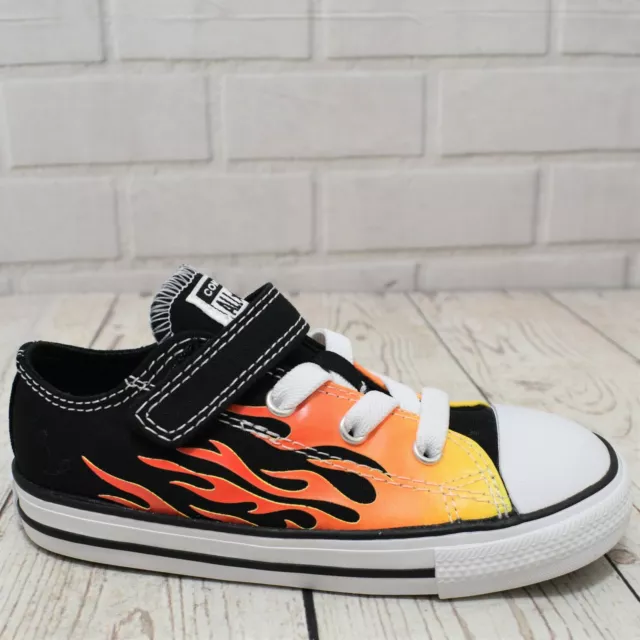 Neonati Converse Sneakers Black Flame Hook & Loop 766199C UK 7 EUR 23 ctrl. £42