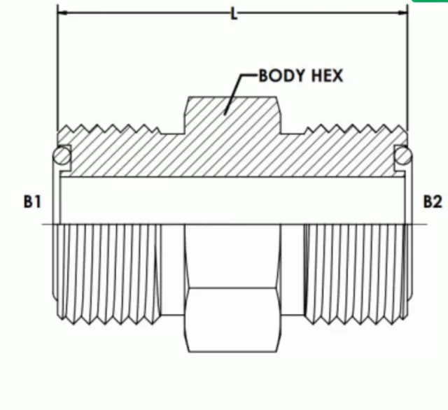 Fs6400-06-08  Hydraulic Adapter  -  06 Male Face Seal X 08 Male Boss Flat Face