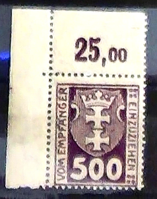 >Danzig< Porto-Frei-Marke ungestempelte Postfrische Bogen Ecke Saubere Marke