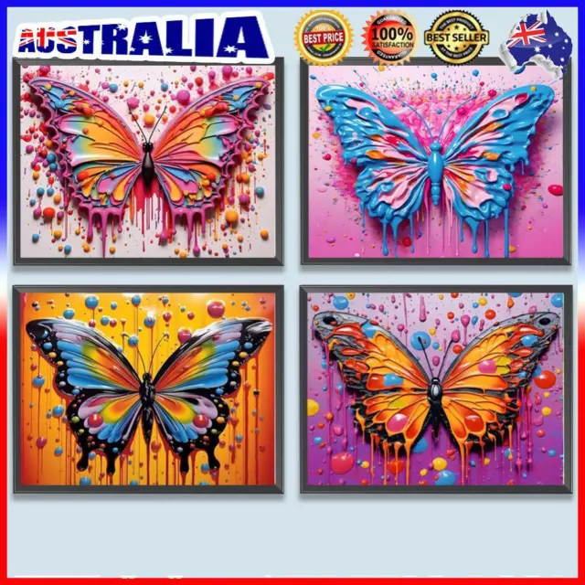 A# Paint By Numbers Kit DIY Butterfly Oil Art Picture Craft Home Wall Decoration