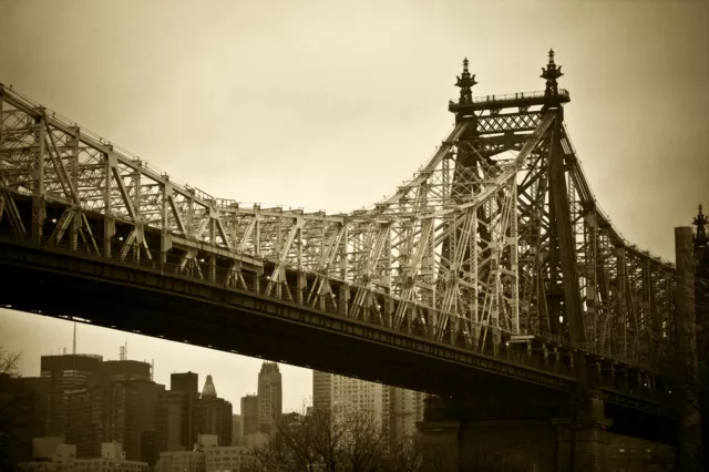 Papier Peint Photo INTISSÉ-BROOKLY BRIDGE-(815V)-Mural New York City Ville Retro