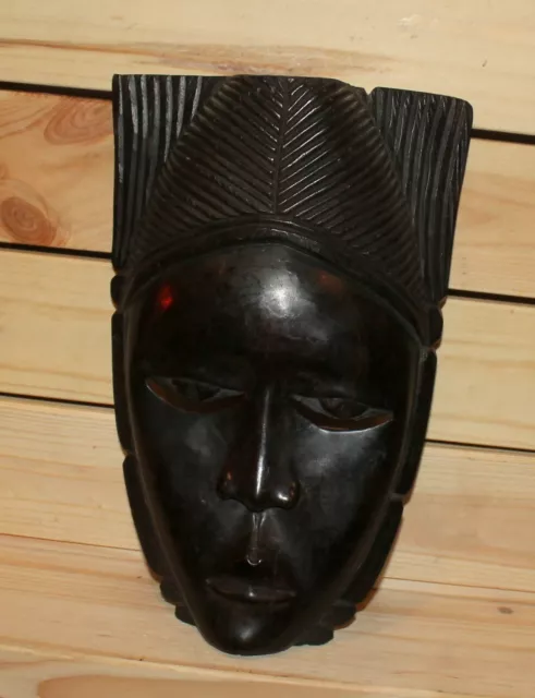 Vintage African hand carving wood tribal wall hanging mask