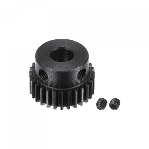 uxcell Pinion Gear Set 45# Carbon Steel Motor Rack Spur Gear with Step Black ...