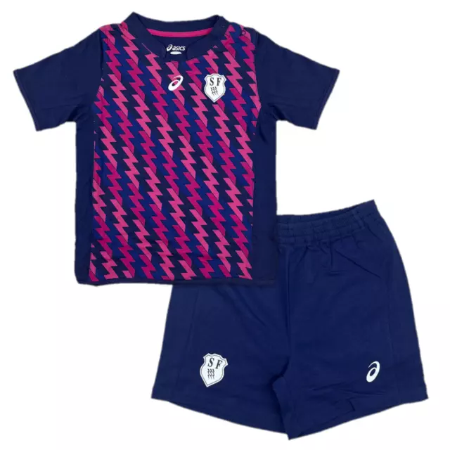 Kit tuta da rugby Stade Francias neonato (taglia 12-18 m) Asics kit bambino - nuovo