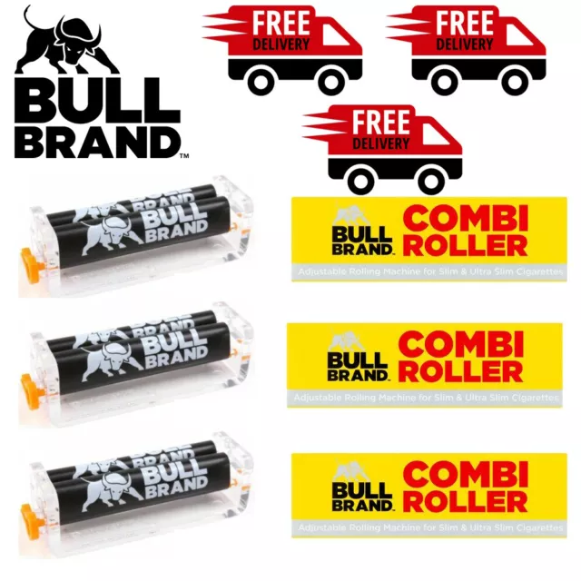 3 x BULL BRAND Slim Ultra Cigarette Roller COMBI Adjust Tobacco Rolling Machine