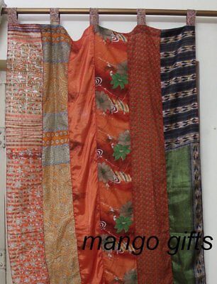 Indian Old Sari Multi-Color Curtain Door Drape Window Decor Silk Saree Curtain