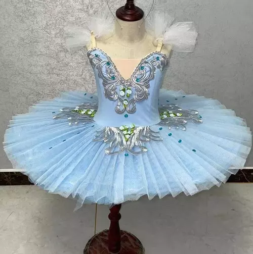 Blue Ballet Tutu Professional Child Costumes Girls Pancake Tutu Swan Dance Dress