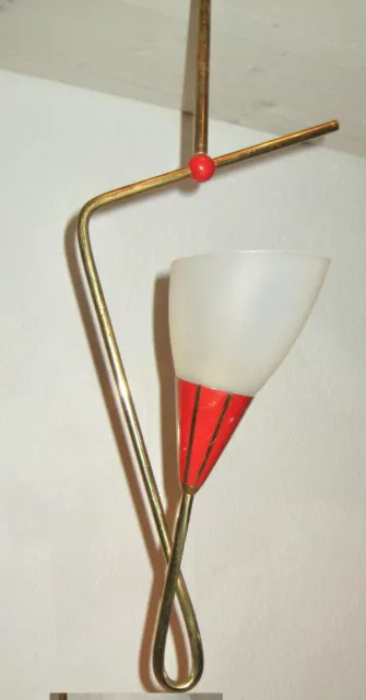 rare Pendant 50s Light Stilnovo Era Brass Metal  Mid Century Design Pendel Lampe