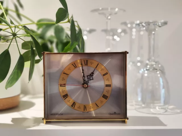 Westclox Vintage Clock Quartzmatic Metal Heavy Good Condition Home Design UK
