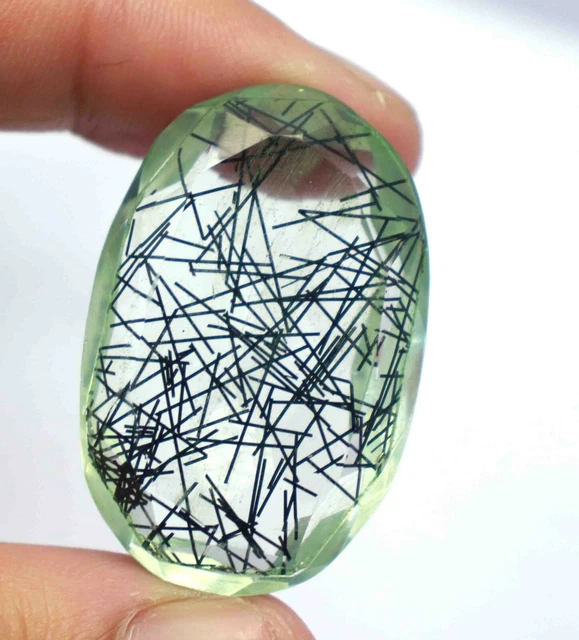 61.40CT Certifié EGL Joli Noir Rutile Quartz Pierre Précieuse Fête Offre ES927