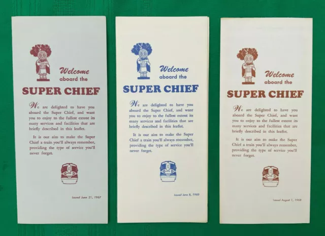1967-1969 Lot Santa Fe Railroad AT&SF Super Chief Travel Brochures  Chicago & LA