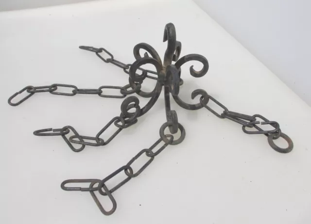 Vintage Iron Lighting Chain Lantern Hanger Hook Rose Light Antique Old